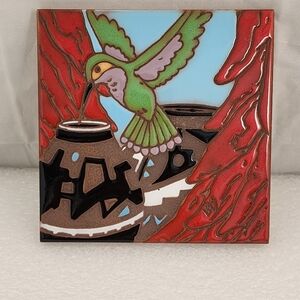 1995 Earthtones Hummingbird Hand Made Ceramic Tile
